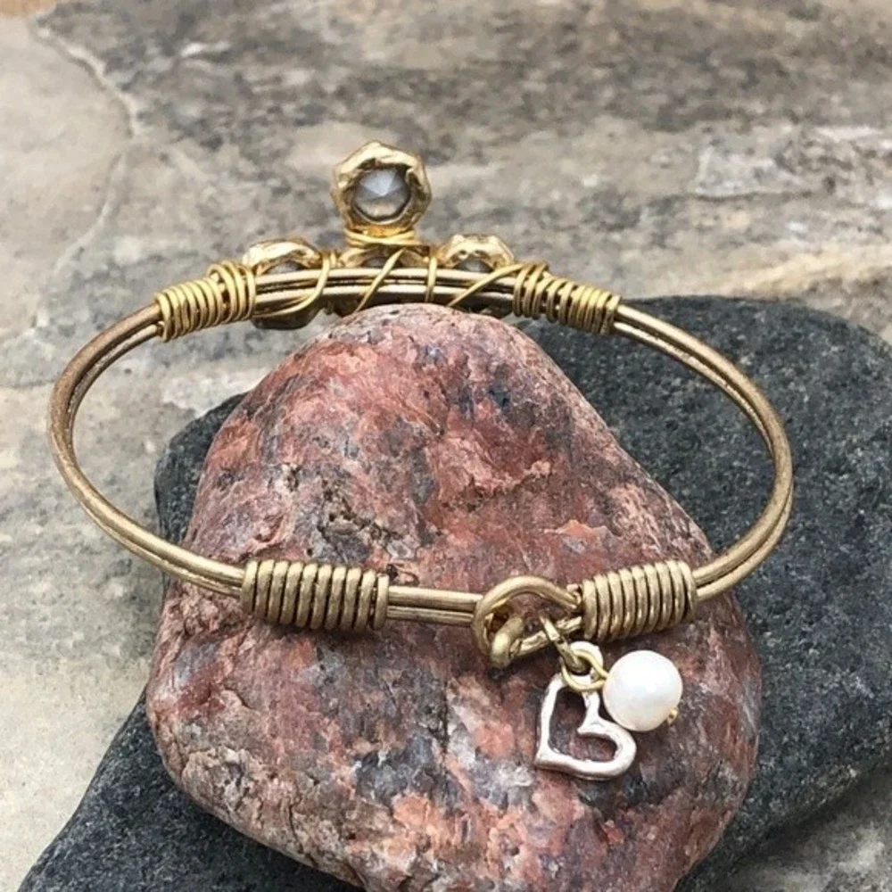 🌼 Colorado Topaz Color Rhinestone Cross Gold Bangle  Bracelet
